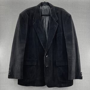 David Taylor Mens Black/Brown Corduroy‎ Two Button Sports Coat Blazer Size 48R